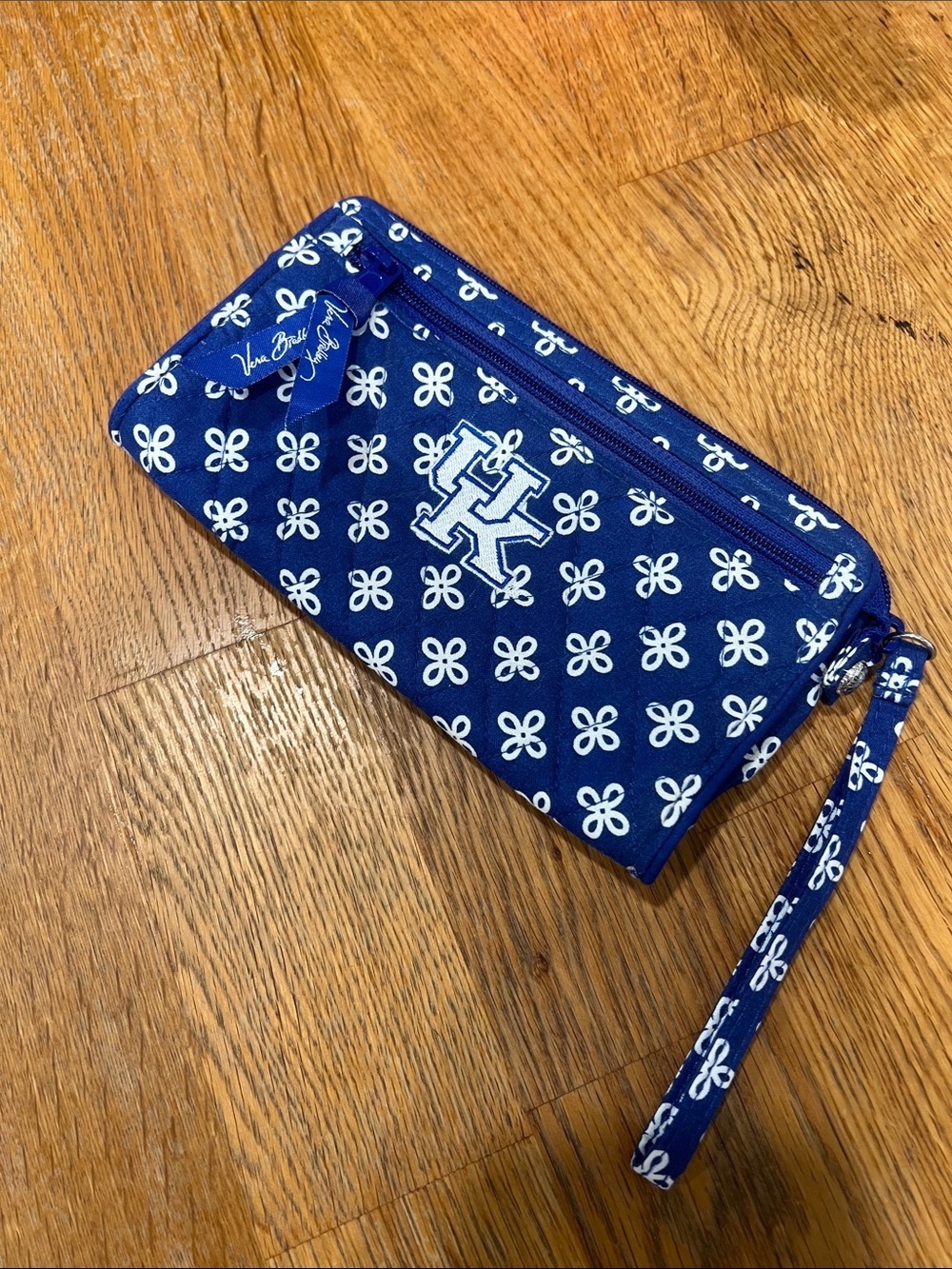 Vera Bradley Royal Blue Quilted Wristlet with University of Kentucky Logo